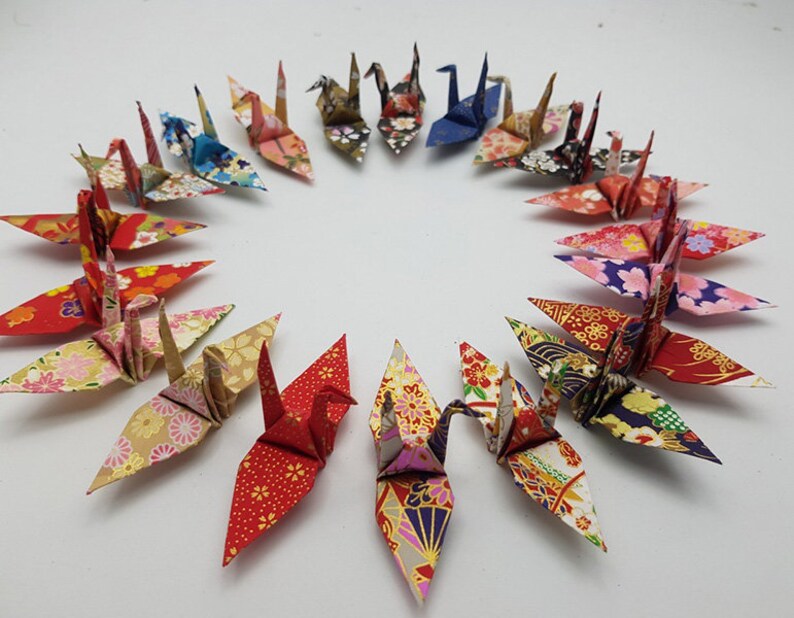 Washi Paper 100 Origami Cranes Japanese Anniversary Gift Origami Paper Cranes 7.5cm 3 inches SET C Origami Crane for Wedding decor