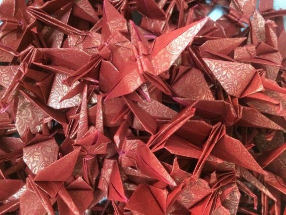 100 Origami Cranes Origami Paper Cranes 75cm 3 Red With Gold Pattern Origami Crane For Wedding Decoranniversary Gift Backdrop