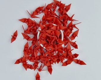 1000 Origami Paper Cranes, Small 1.5x1.5 inches, Red Color, for Ornament, Decoration, Wedding Gift