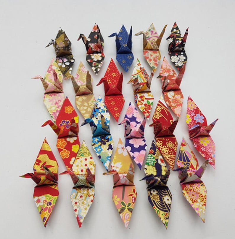 Washi Paper 100 Origami Cranes Japanese Anniversary Gift Origami Paper Cranes 7.5cm 3 inches SET C Origami Crane for Wedding decor