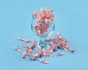 100 Grullas de Papel de Origami para Decoración de Bodas Rosadas de 3,8 cm - Arte Japonés Hecho a Mano, Regalo de Aniversario, Decoración del Hogar, Patrones y Diseños Únicos