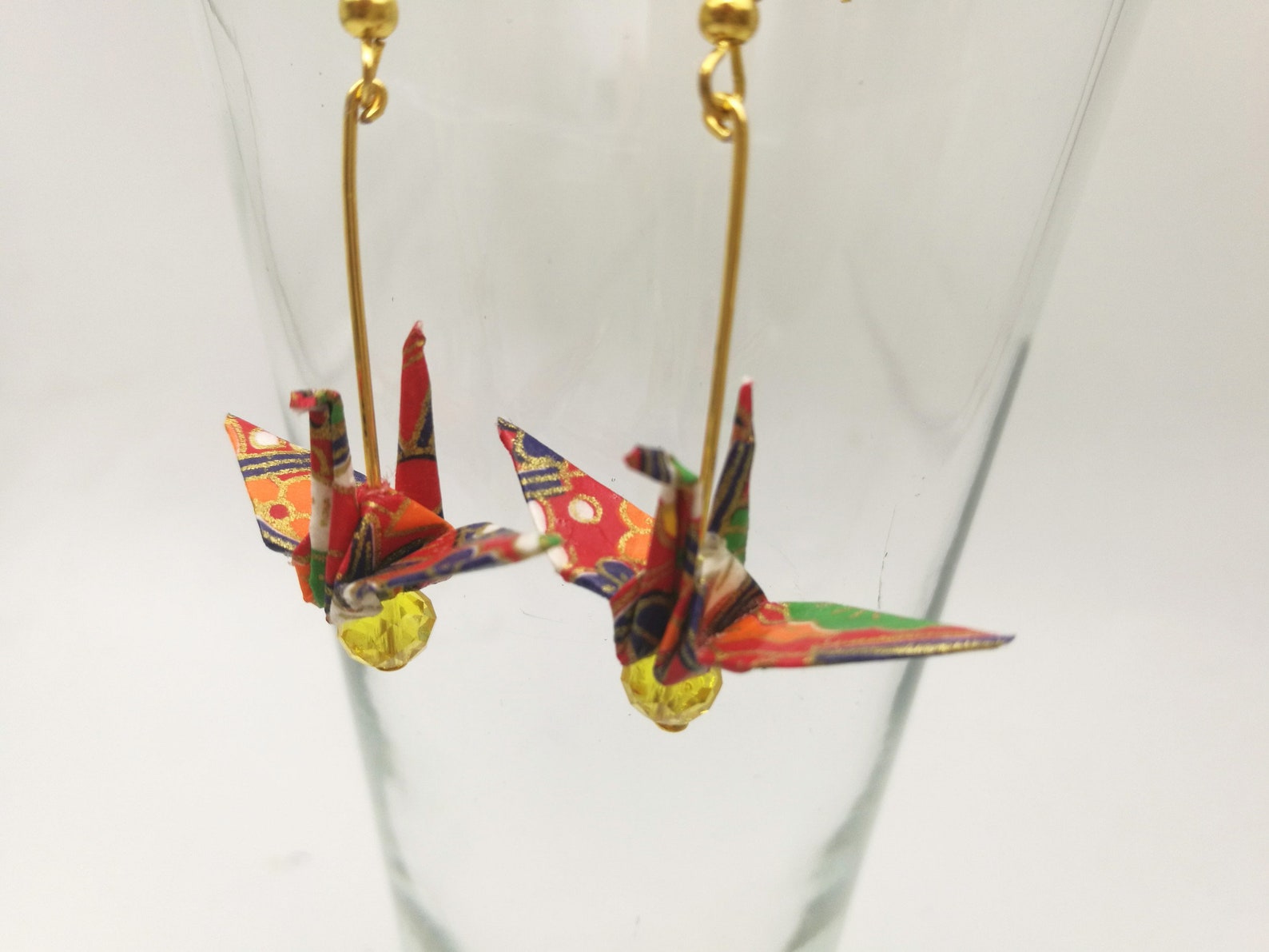 Origami paper cranes earrings Choose your own colour Washi Etsy