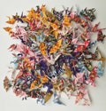 100 Mini Origami Cranes Japanese Washi Paper | 1.5 inch Colourful Wedding Décor | Handmade Origami Decorations | Origami Polly Cranes