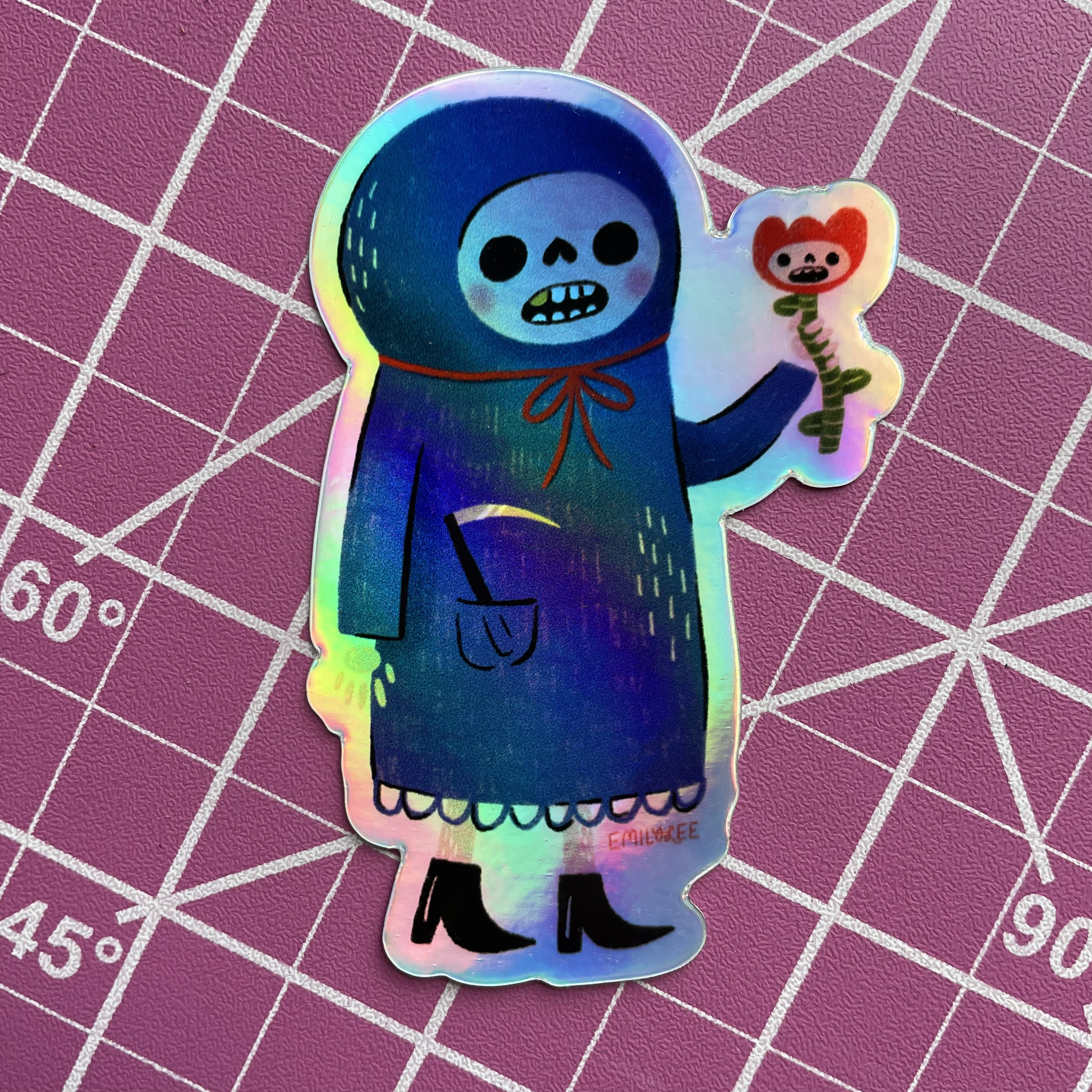 Death Reaper Sticker Cute Death Grim Reaper Holographic Sticker - Etsy