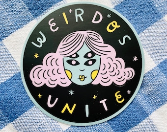 Weirdos Unite Circle Vinyl Sticker