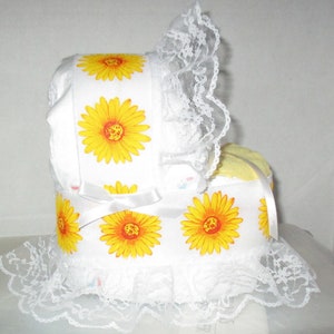Sonnenblume & weiß Mini Bassinet Windel Kuchen Baby-Dusche-Geschenk Herzstück