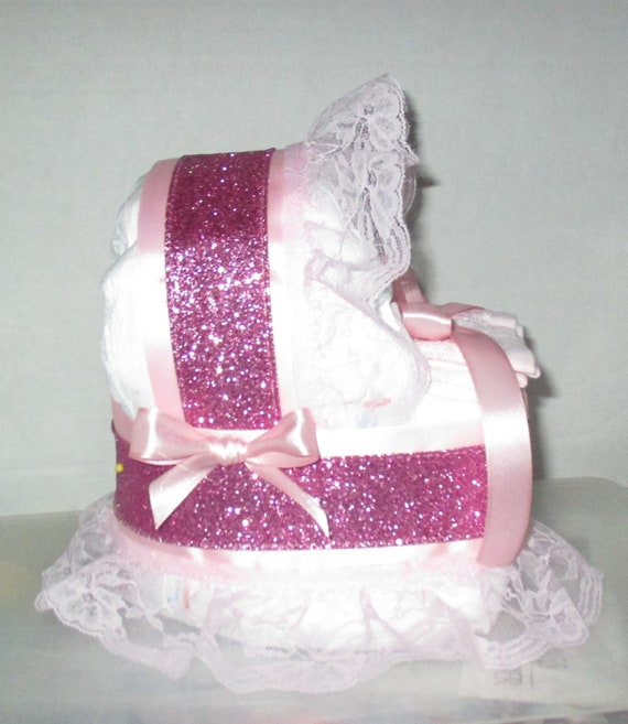 Pink Et Glitter Rose Berceau Couche Gateau Baby Shower Cadeau Etsy