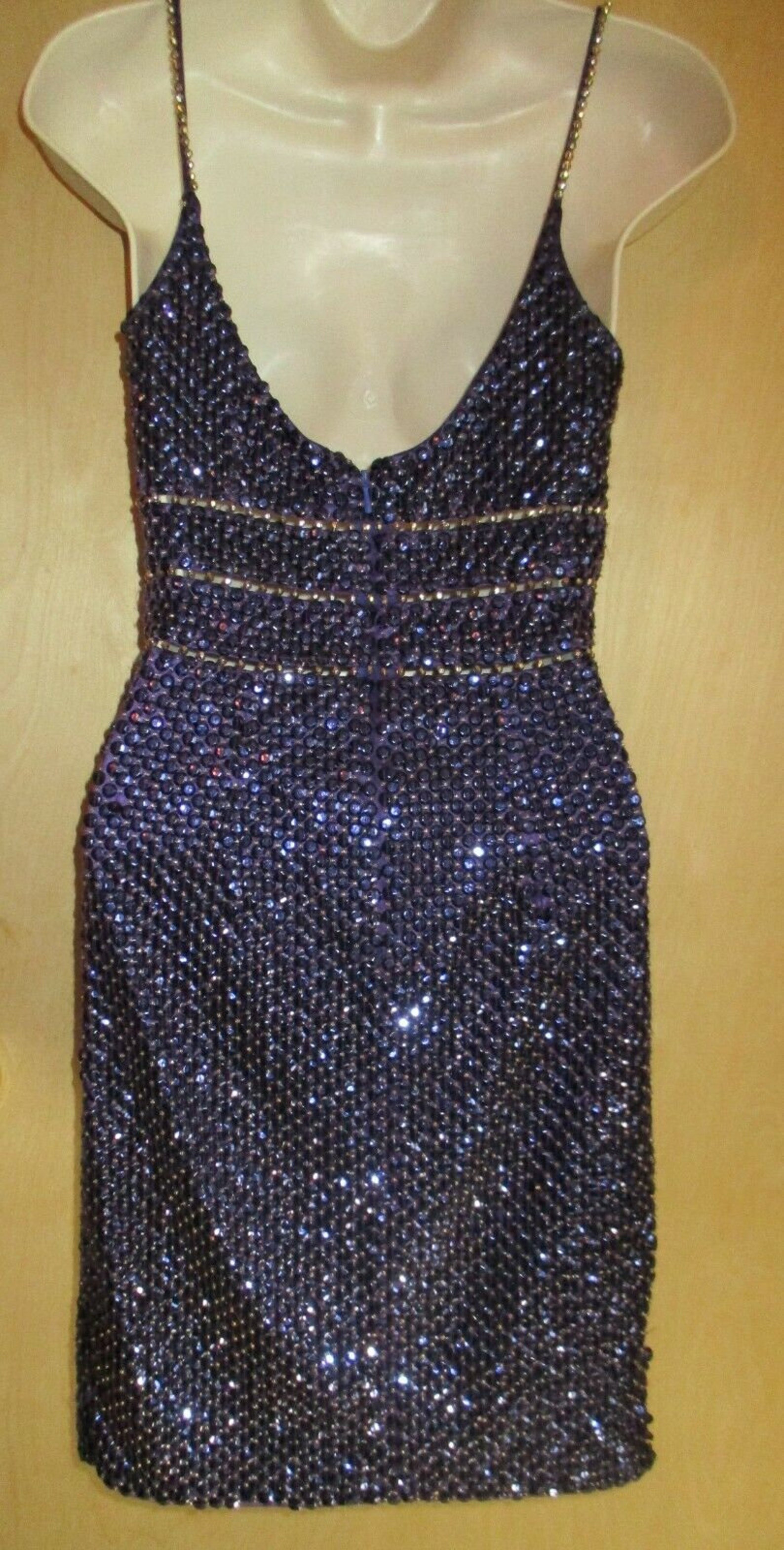 Niteline Della Roufogali Beaded Sequin Dress Purple And Gold | Etsy