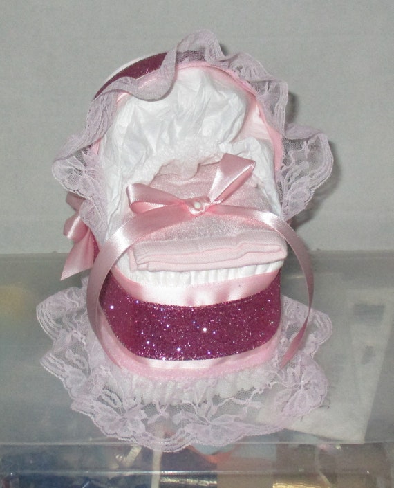 Pink Et Glitter Rose Berceau Couche Gateau Baby Shower Cadeau Etsy