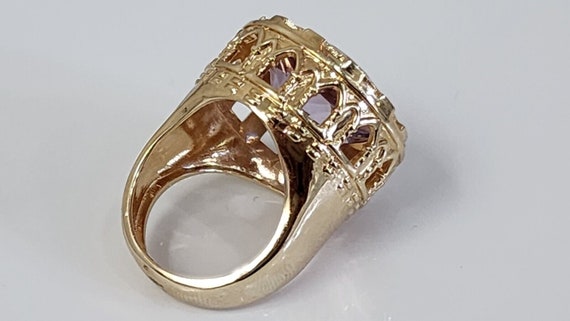 14k Gold and Large Round Amethyst Ring - image 3