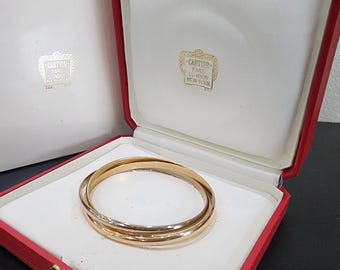 Cartier Trinity Rolling Bangle Bracelet 18k Multi-Tone Gold Medium B6013302