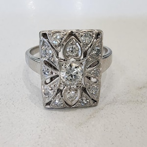 Antique Platinum Art Deco OEC Diamond Ring