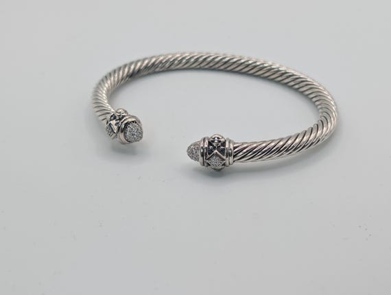 David Yurman Sterling Silver 5mm Renaissance Pave Diamond Bracelet