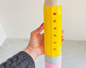 Vintage Novelty Ceramic Yellow Pencil Holder