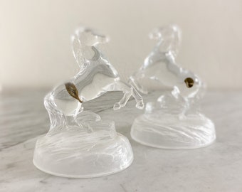 Vintage Rearing Horses Glass Figurines by Cristal d'Arques France, Lead Crystal Glass, Wedding Gift, Birthday Gift, Housewarming Gift