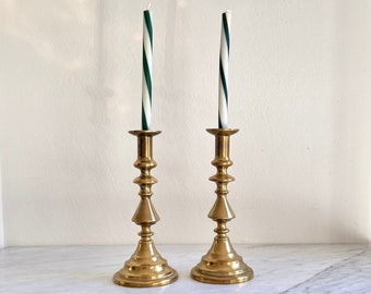 Vintage Brass Candleholders, Tall Candlesticks,  Gold Candleholders, Made in Korea, Cottage Core, English Interiors