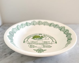 Vintage Spinach Salad Recipe Serving Bowl by Garden Classics, Salad Serving Dish, Vintage Green & White Large Bowl,, Spring Tableware Decor