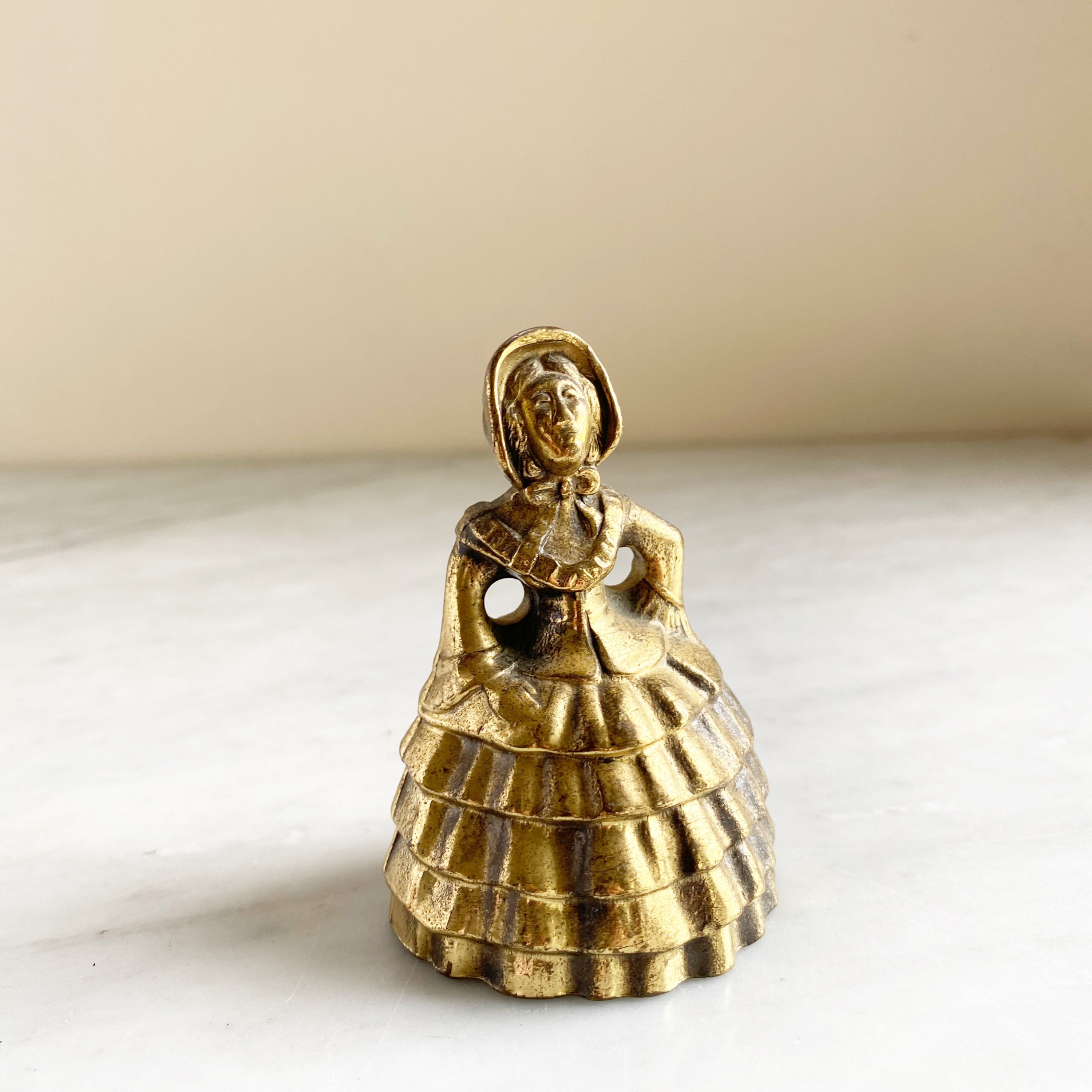 Vintage Brass Dinner Bell 1800s Victorian Lady in Crinoline Etsy