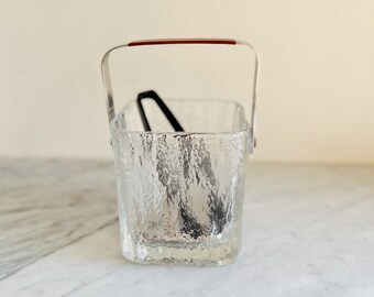 Vintage Hoya Glacier Ice Bucket With Textured Ice Glass, Japan, Circa 1960s