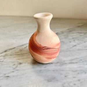 Vintage Small Nemadji Pottery Bud Vase Brown & Beige + Black + Dark Orange, Nemadji Pottery , American Pottery, Nemadji Collector