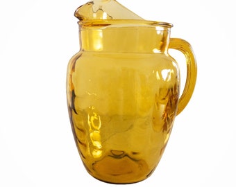 Vintage Amber Optic Glass Pitcher by Indiana Glass