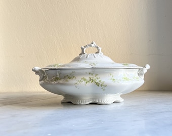 Alfred Meakin Windermere Soup Tureen, Vintage Green & White Soup Server, Ironstone Semi Porcelain Serving Dish, Made in England, Gift Idea