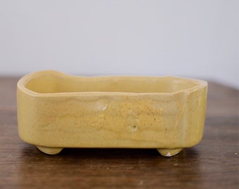 Vintage UPCO Yellow Shallow Indoor Planter, Ungemach Pottery Small Houseplant pot, USA Pottery UP-261, Mid Century Planter