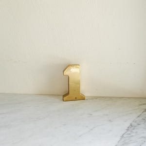 Vintage Solid Brass Number One: Mid-Century Modern Desk Paperweight