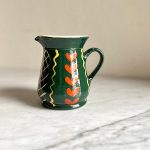 Handmade Green Ceramic Creamer: 70s West German Studio Pottery