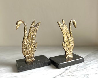 Pair of vintage gilt bronze bookends, French 1950s