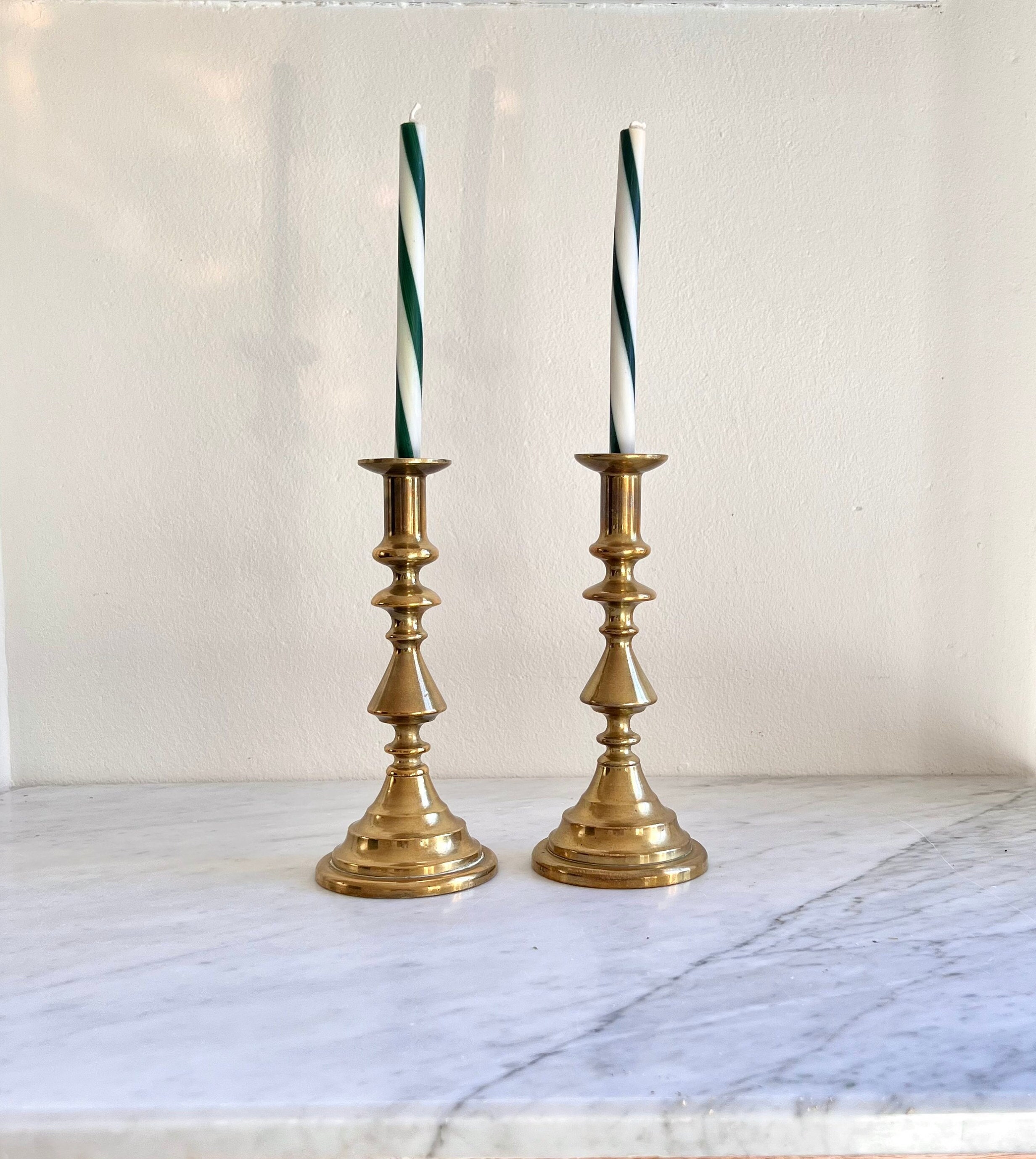 Set of 2 Brass Taper Candle Holders, Centerpiece Table Decorative Vintage,  Modern, Metal Candlestick Holders for Reception Candlelight Dinner
