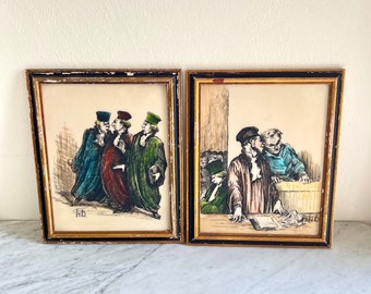 Honore Daumier Framed Art Engraving in Resin, Le Gems de Justice, Anti-Lawyer Decor, Court Scenes