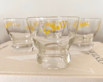 Set of Four Eva Zeisel Yellow Lo-Ball Cocktail Glasses by Federal Glass, Mid Century Modern Barware, Mother's Day / Father's Day Gift