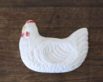 Vintage Ceramic Rooster Wall Decor - Chalk ware cold painted - Kitsch Wall Hanging - Wall Art - Farmhouse Decor - Kitchen Decor