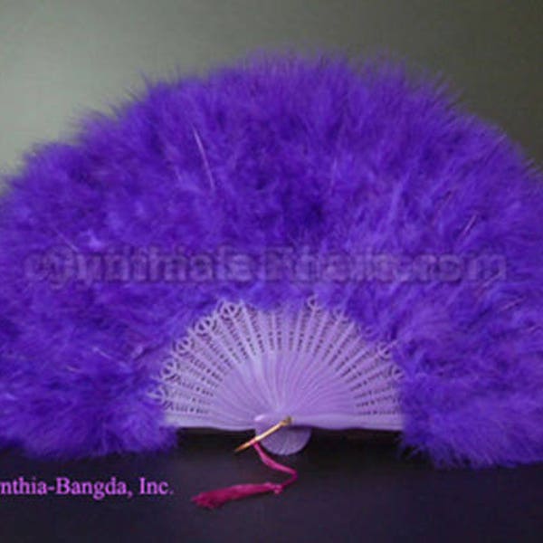 Feather Fan, Purple Marabou Feather Fan 11" x 20" Dancing Burlesque Decor Photography WB21