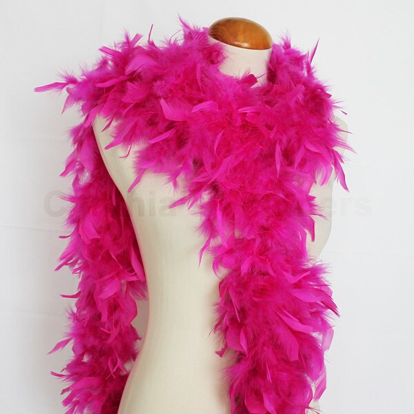 Fuchsia 65 gramme Chandelle Feather Boa 6 pieds de long Danse Mariage Artisanat Party Habillez-vous Halloween Costume Décoration. Référence: 8B21