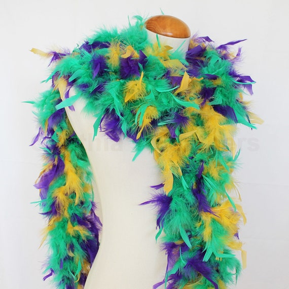 Purple Green Yellow 70 Gm 72/" 6 Ft Mardi Gras Colors Chandelle Feather Boa
