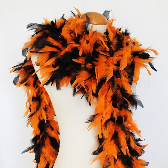 Orange / noir mélange 65 gramme Chandelle Boa de plumes 6 pieds Long danse  artisanat parti robe jusqu'à Halloween Costume de décoration de mariage,  8E31 -  France