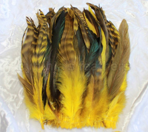 16g pcs. 80 8-10/" half bronze lime green schlappen coque rooster tail feathers