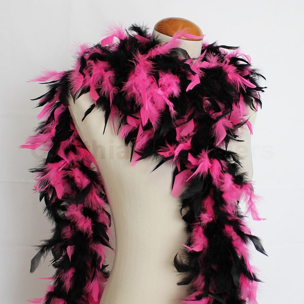 Hot pink /Black mixture 65 Gram Chandelle Feather Boa 6 Feet Long Dancing Wedding Crafting Party Dress Up Halloween Costume Decoration 8D31