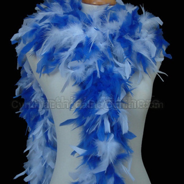 White / Royal Blue mixture 65 Gram Chandelle Feather Boa 6 Feet Long Dancing  Wedding Crafting Party Dress Up Halloween Costumes,  5E31