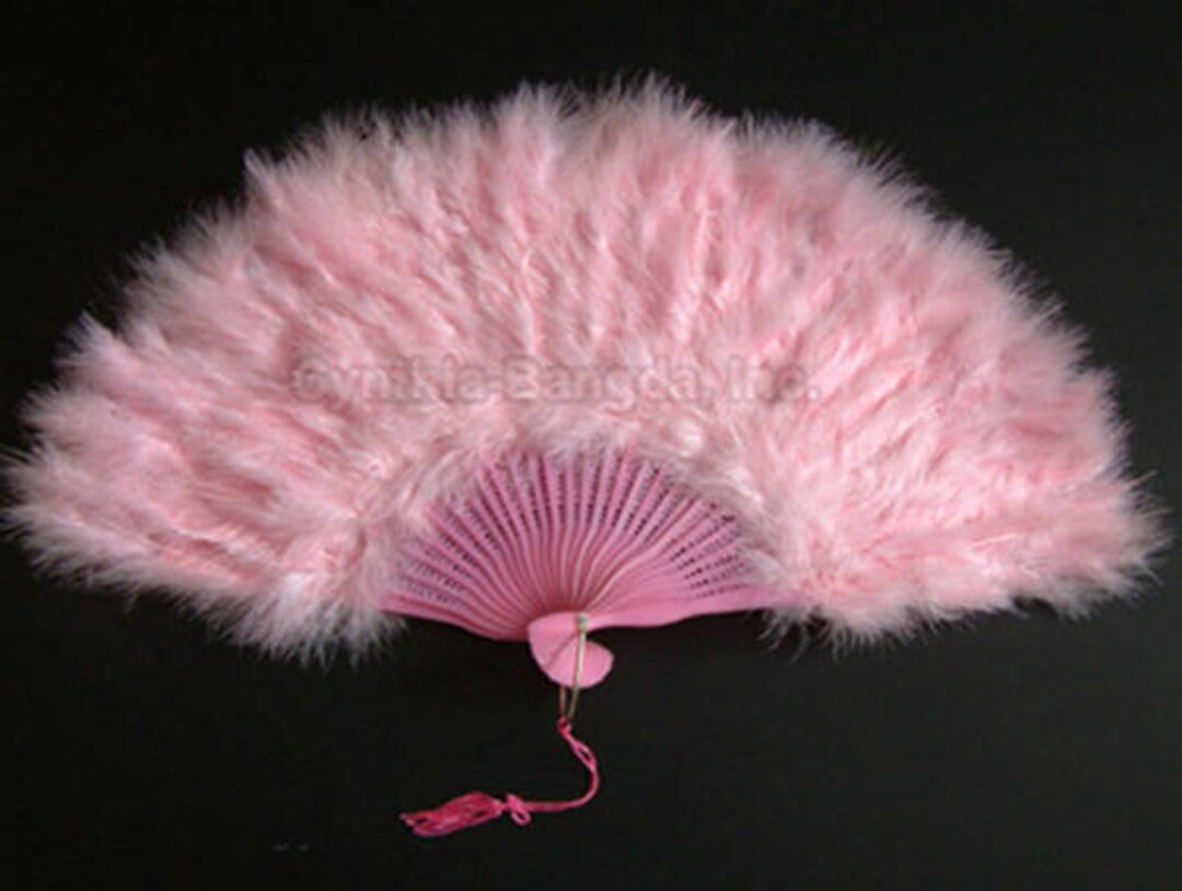 Feather Fan Pink Marabou Feather Fan 11 X 20 - Etsy