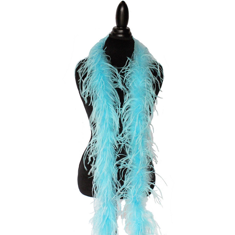 Aqua Blue 1ply Ostrich Feather Boa Scarf Prom Halloween Costumes Dance Decor 