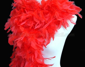 Bright Red 100 Gram Chandelle Feather Boa 74 Inches Long Dancing Wedding Crafting Party Dress Up Halloween Costume Decoration . SKU: 4E21