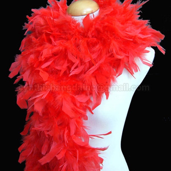 Bright Red 100 Gram Chandelle Feather Boa 74 Inches Long Dancing Wedding Crafting Party Dress Up Halloween Costume Decoration . SKU: 4E21