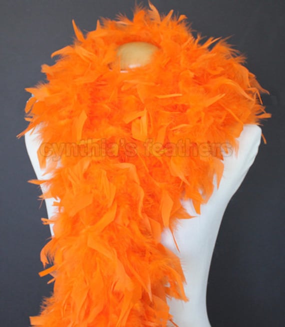 cynthiasfeathers Bright Orange 80 Gram Chandelle Feather Boa 6 Feet Long Dancing Wedding Crafting Party Dress Up Halloween Costume Decoration SKU: 4I21