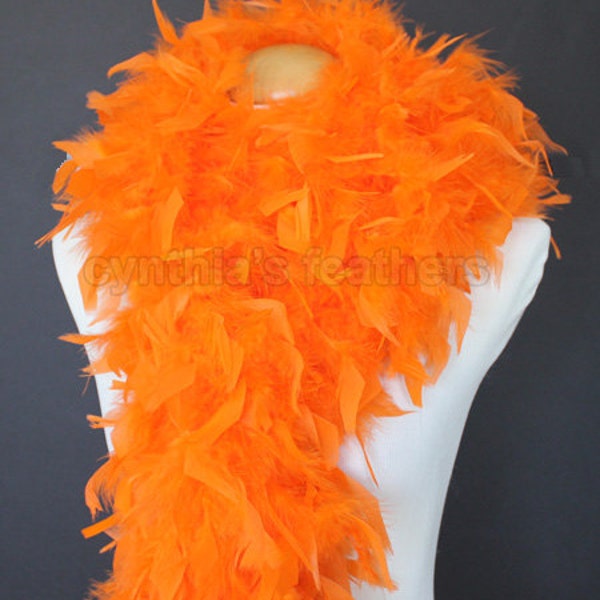 Orange vif 80 grammes Chandelle Plume Boa 6 pieds de long Danse Mariage Artisanat Fête Habiller Halloween Costume Décoration SKU: 4I21