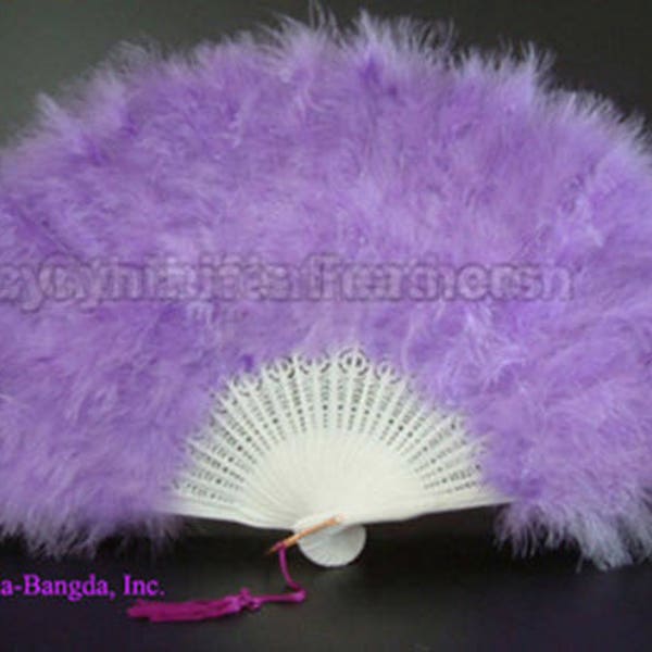 Feather Fan, Lavender Marabou Feather Fan 11" x 20" Dancing Burlesque Decor Photography WB21