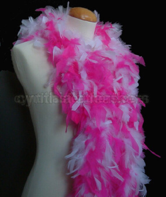 Fuschia with silver tinsel 65 Grams Chandelle Feather Boa Party Halloween