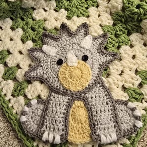 Triceratops  Dinosaur Baby Blanket, Crochet handmade Soft and Cuddly for Sweet Snuggles